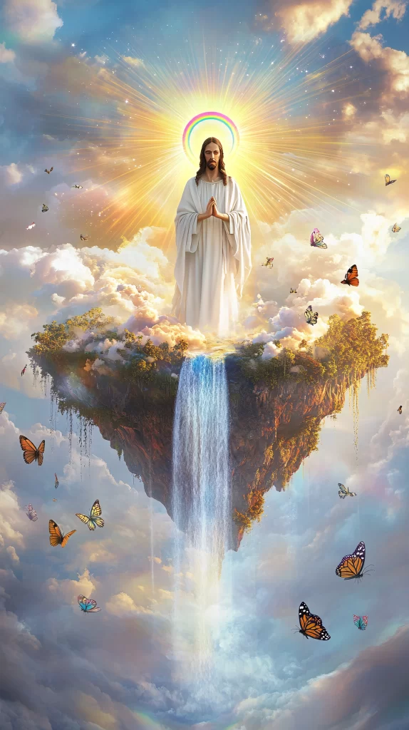 Jesus Ascension Golden Light Sky 416