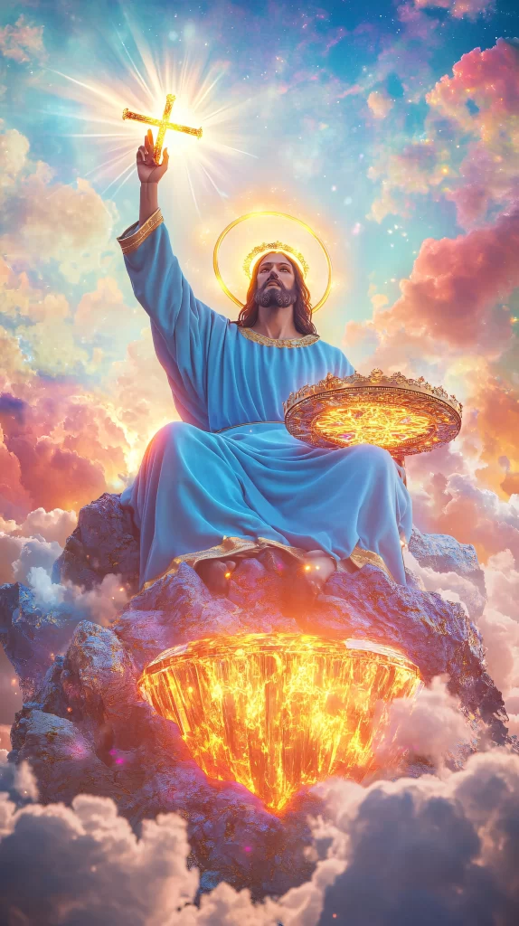 Jesus Ascension Golden Light Sky 423