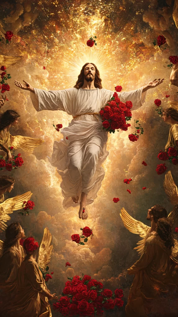 Jesus Ascension Golden Light Sky 424