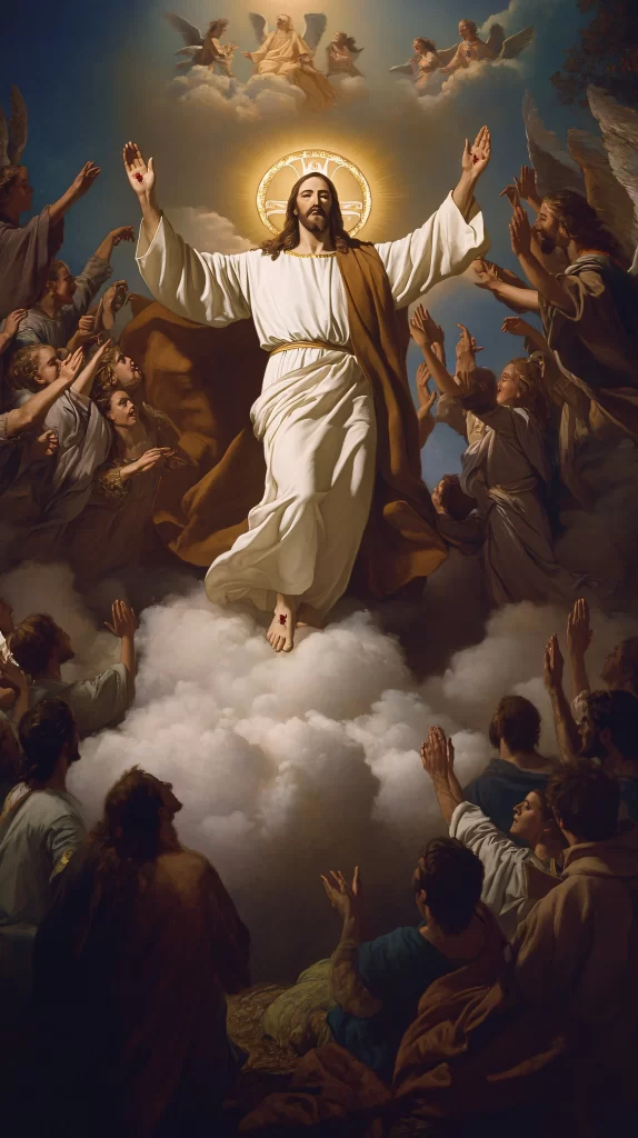 Jesus Ascension Golden Light Sky 429