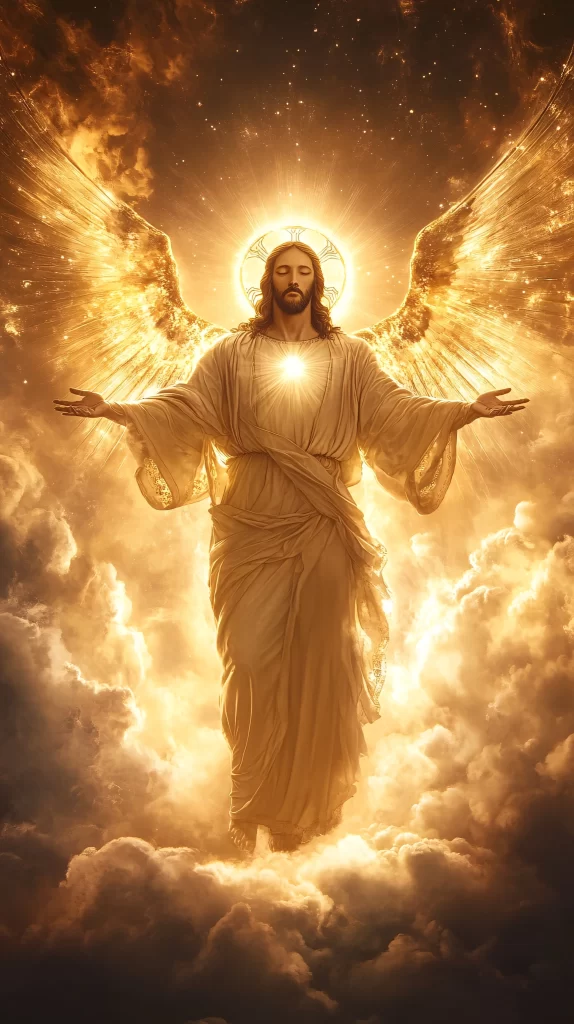 Jesus Ascension Golden Light Sky 436
