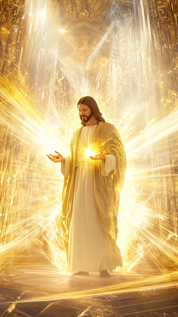 Jesus Ascension Golden Light Sky 442
