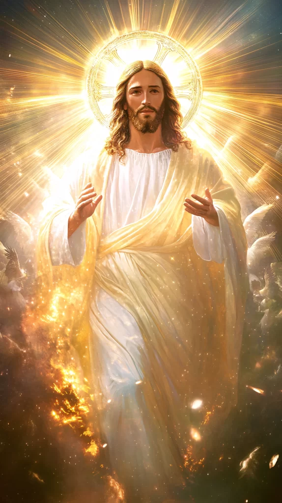 Jesus Ascension Golden Light Sky 450