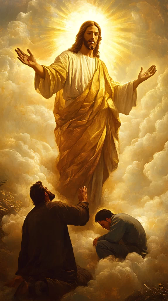 Jesus Ascension Golden Light Sky 456