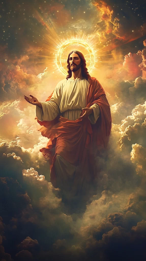 Jesus Ascension Golden Light Sky 459