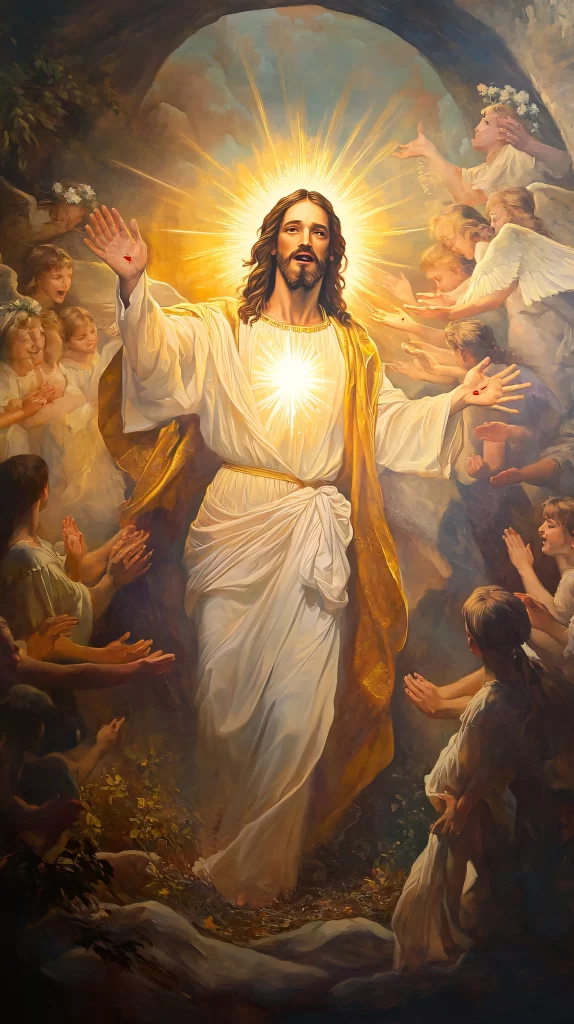 Jesus Ascension Golden Light Sky 460