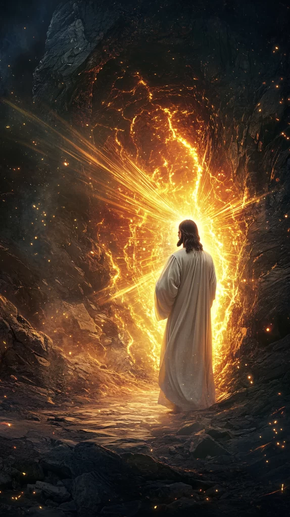 Jesus Ascension Golden Light Sky 466
