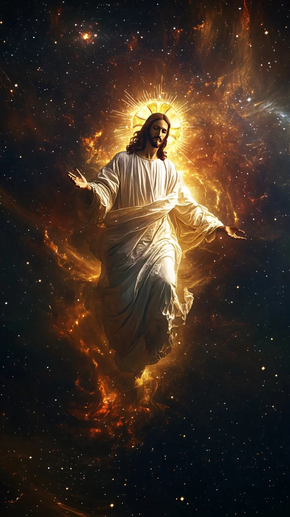 Jesus Ascension Golden Light Sky 467