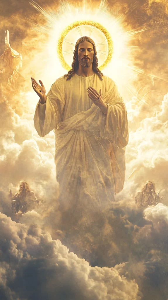 Jesus Ascension Golden Light Sky 470