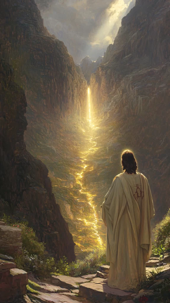 Jesus Ascension Golden Light Sky 472