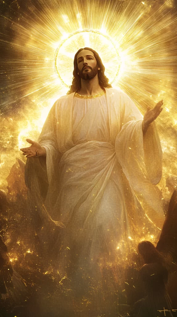 Jesus Ascension Golden Light Sky 495