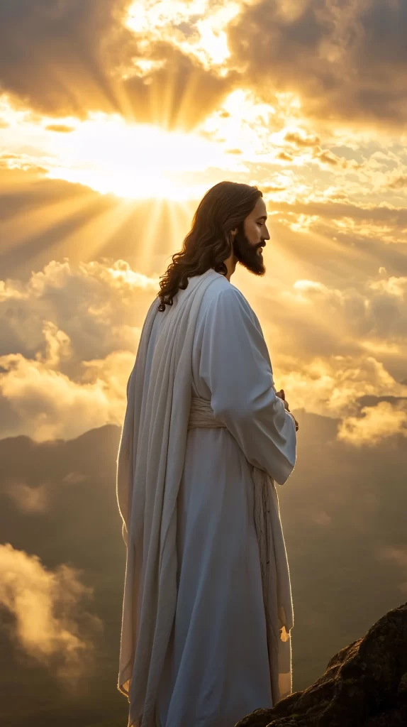 Jesus Ascension Golden Light Sky 497