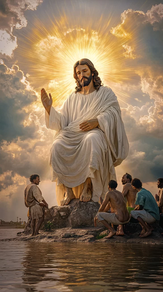 Jesus Ascension Golden Light Sky 498