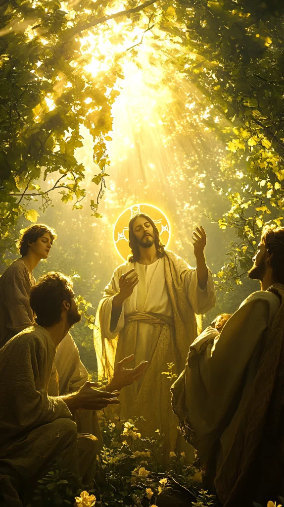 Jesus Ascension Golden Light Sky 499