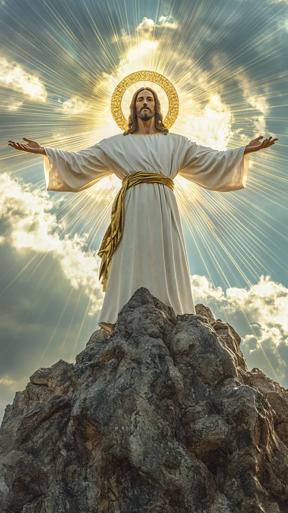 Jesus Ascension Golden Light Sky 502