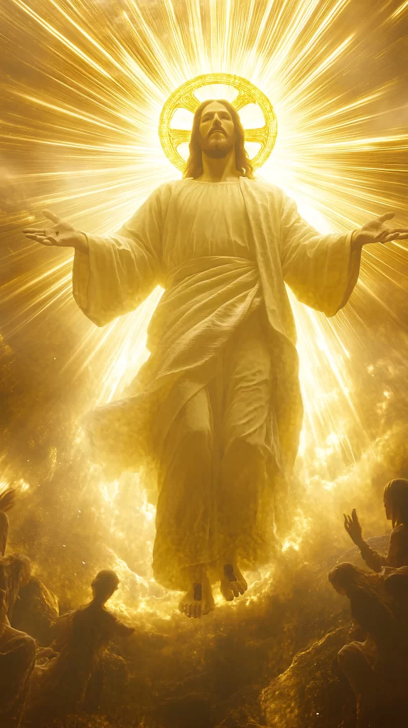 Jesus Ascension Golden Light Sky 504
