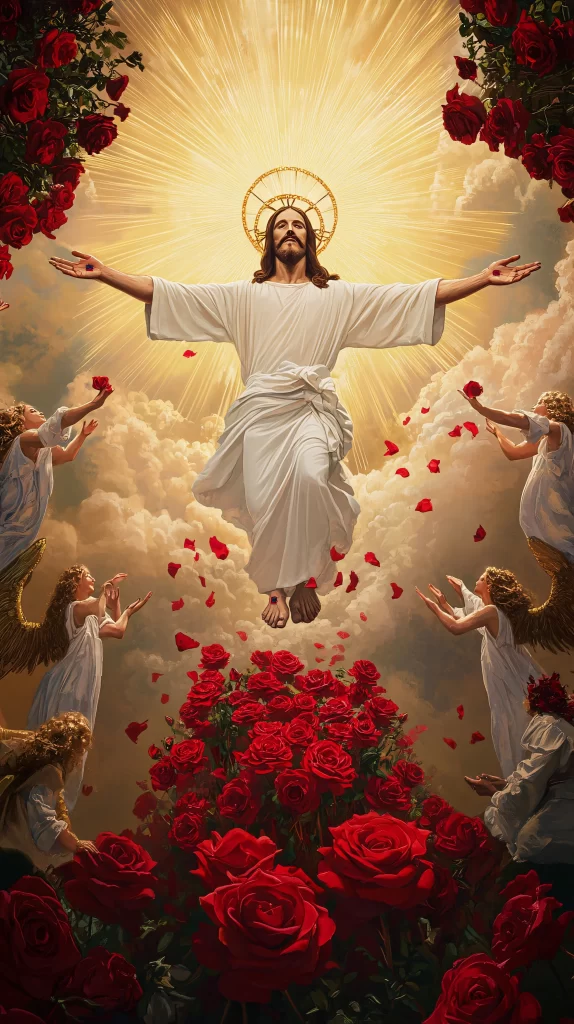 Jesus Ascension Golden Light Sky 510
