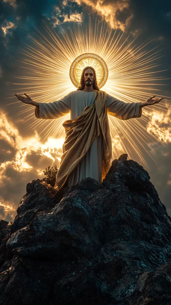 Jesus Ascension Golden Light Sky 511
