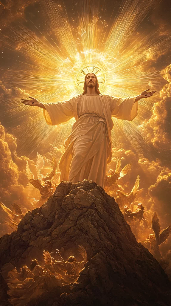 Jesus Ascension Golden Light Sky 525