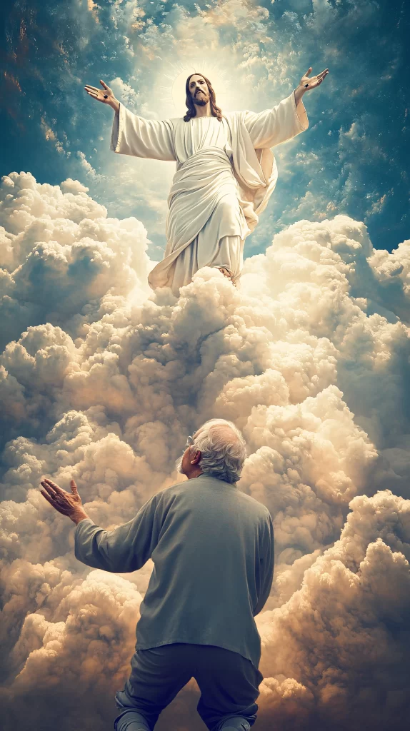 Jesus Ascension Golden Light Sky 526