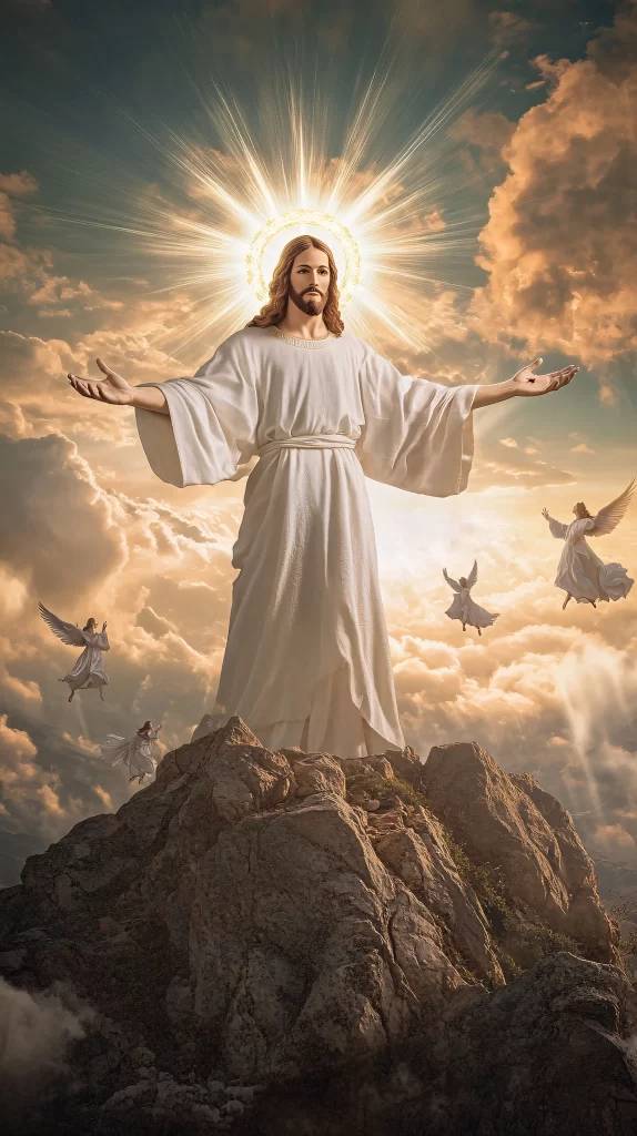 Jesus Ascension Golden Light Sky 531