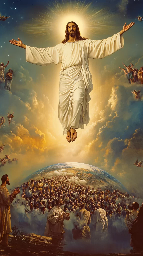 Jesus Ascension Golden Light Sky 547
