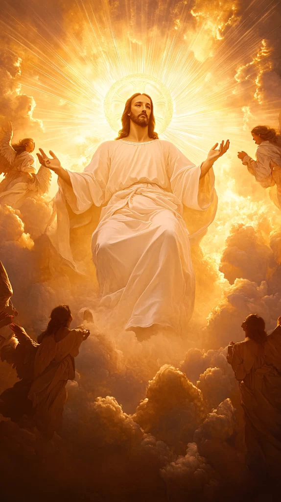 Jesus Ascension Golden Light Sky 553