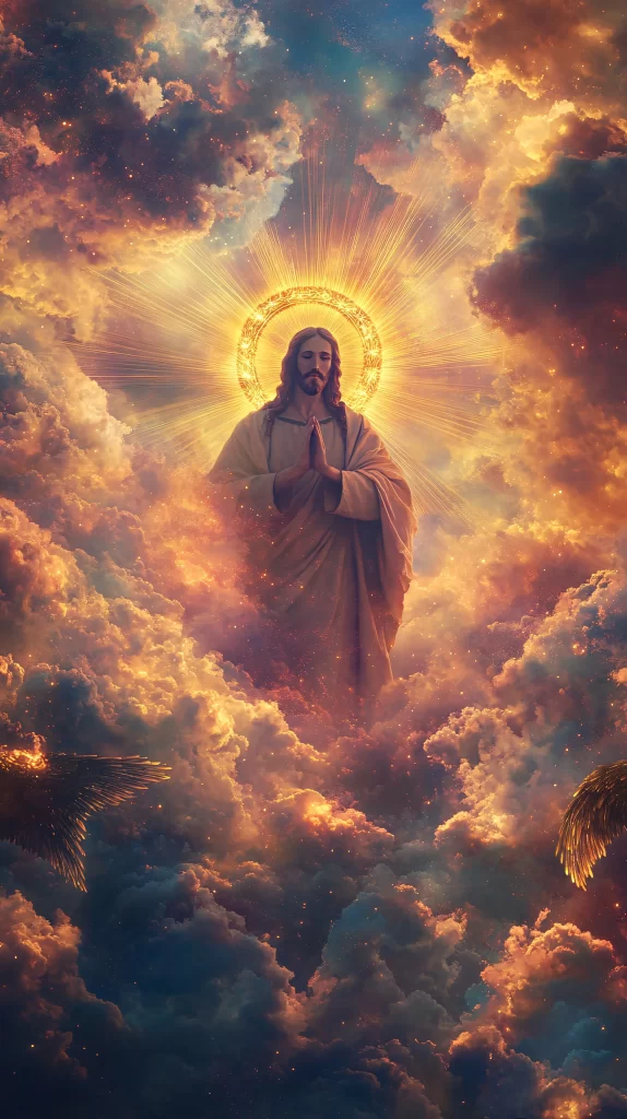 Jesus Ascension Golden Light Sky 559