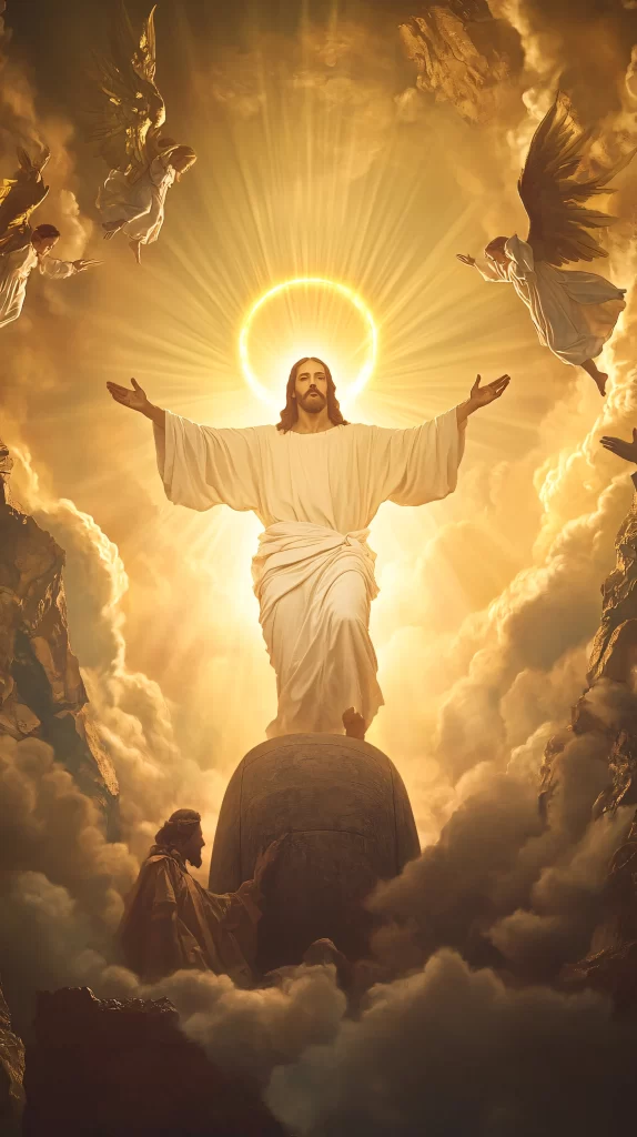 Jesus Ascension Golden Light Sky 560