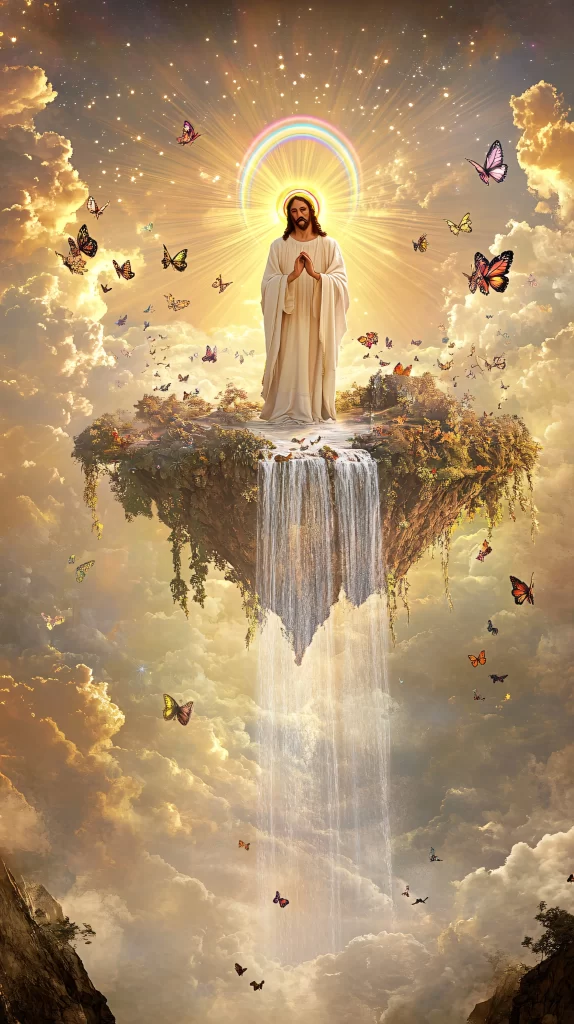 Jesus Ascension Golden Light Sky 561