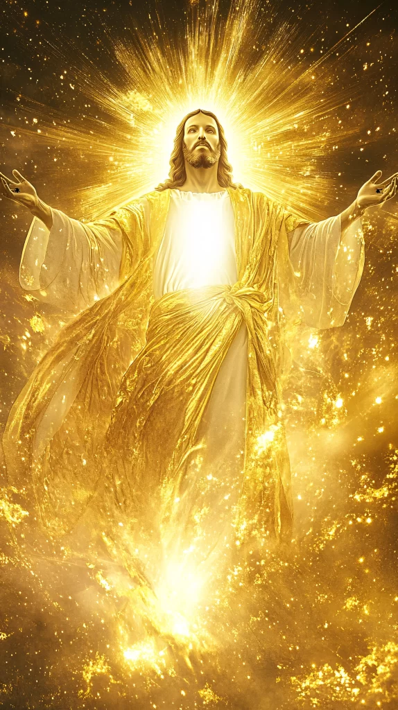 Jesus Ascension Golden Light Sky 567