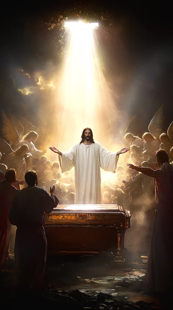 Jesus Ascension Golden Light Sky 577