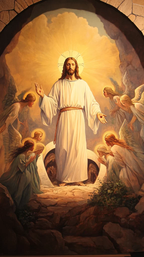 Jesus Ascension Golden Light Sky 583