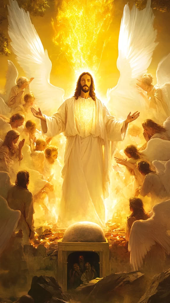 Jesus Ascension Golden Light Angels 592