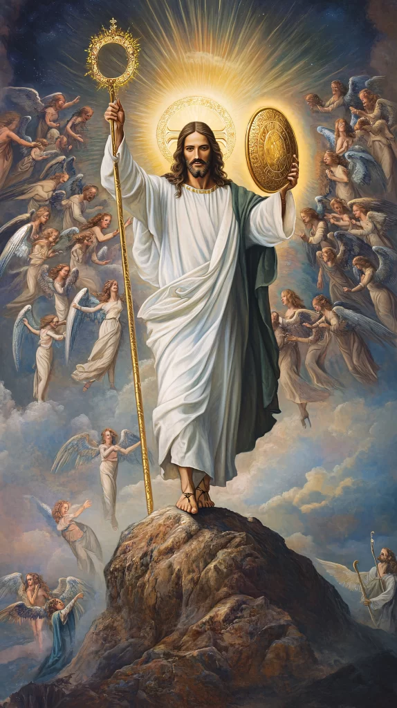 Jesus Ascension Golden Light Sky 602