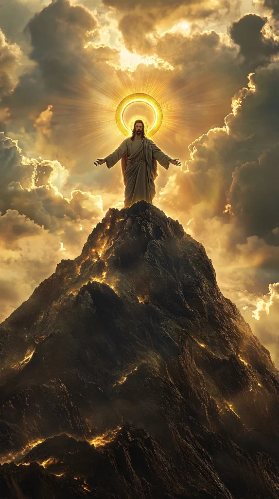 Jesus Ascension Golden Light Sky 604