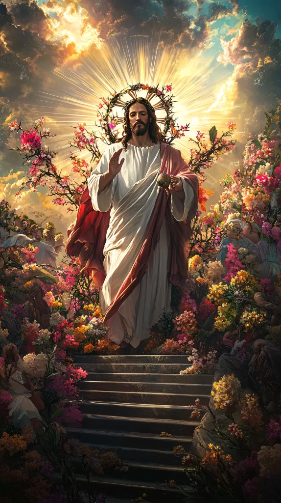 Jesus Ascension Golden Light Sky 609