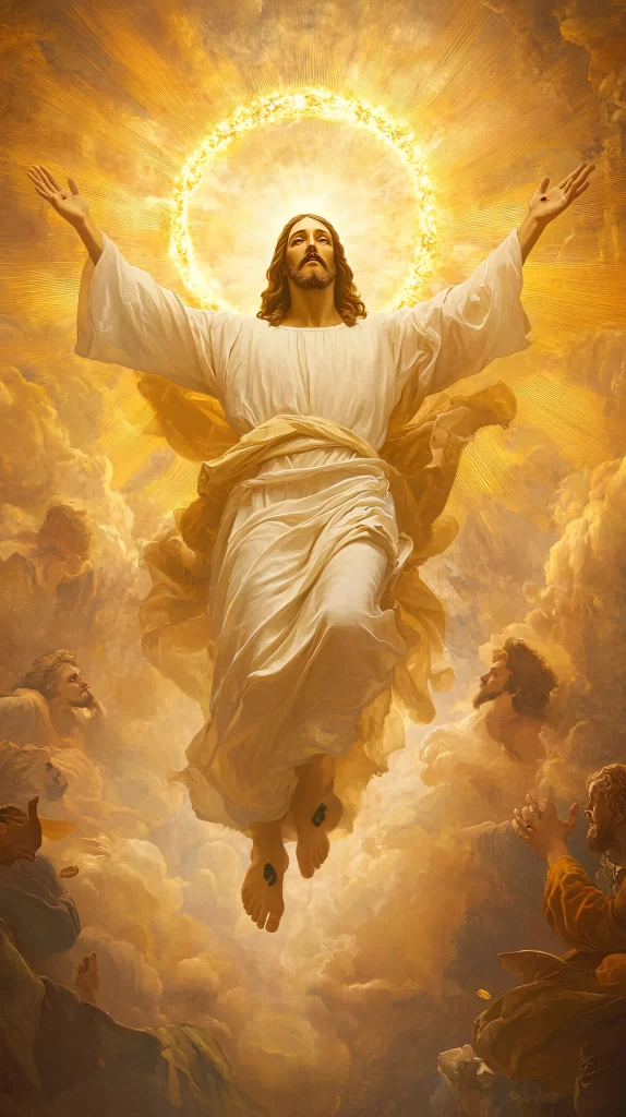 Jesus Ascension Golden Light Sky 616