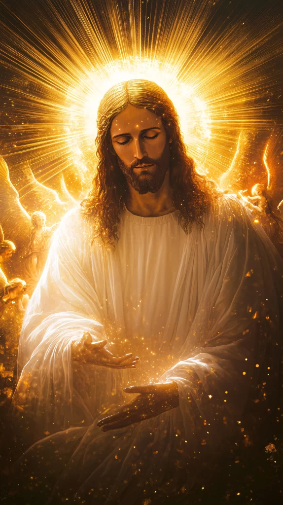 Jesus Ascension Golden Light Sky 621