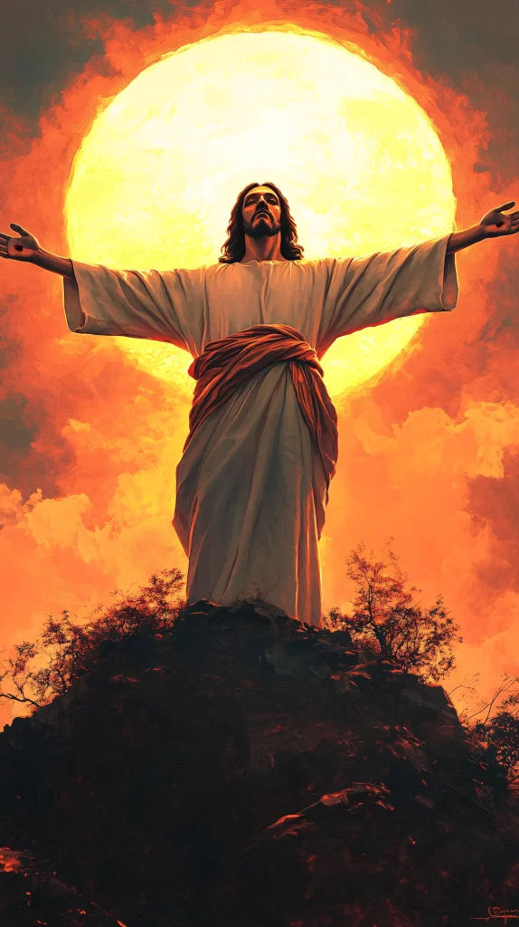 Jesus Ascension Golden Light Sky 627