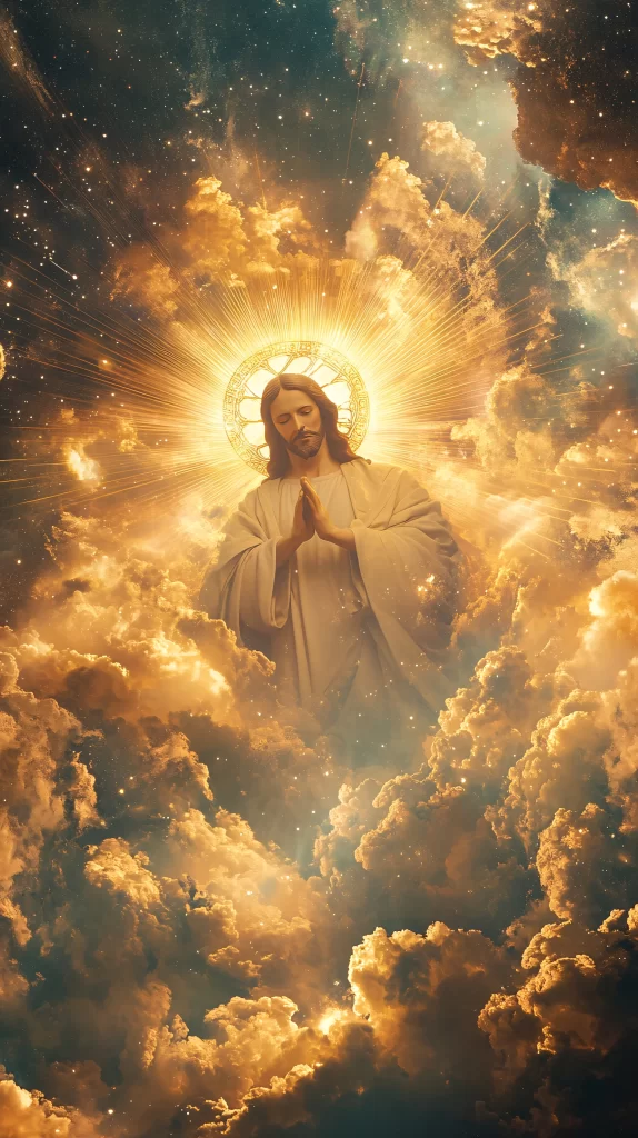 Jesus Ascension Golden Light Sky 637
