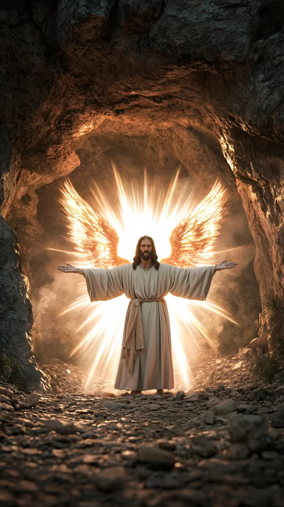 Jesus Ascension Golden Light Wings