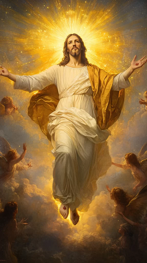 Jesus Ascension Golden Light Sky 646