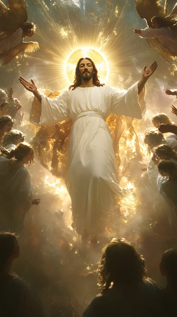 Jesus Ascension Golden Light Sky 647