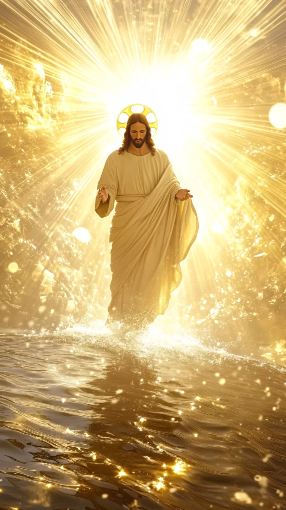 Jesus Ascension Golden Light Water 651