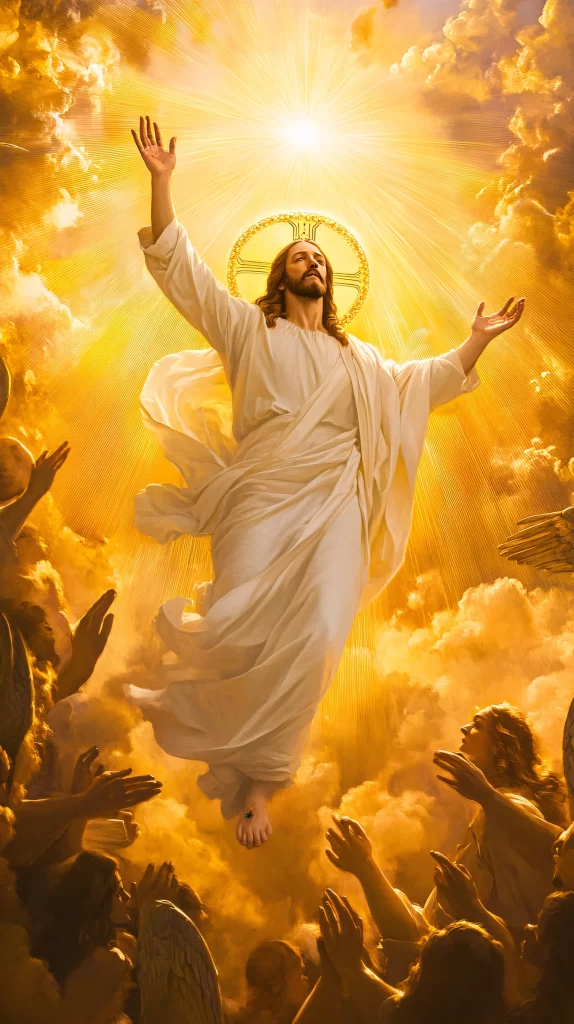 Jesus Ascension Golden Light Sky 653