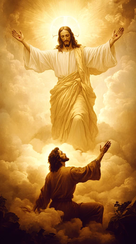 Jesus Ascension Golden Light Sky 661