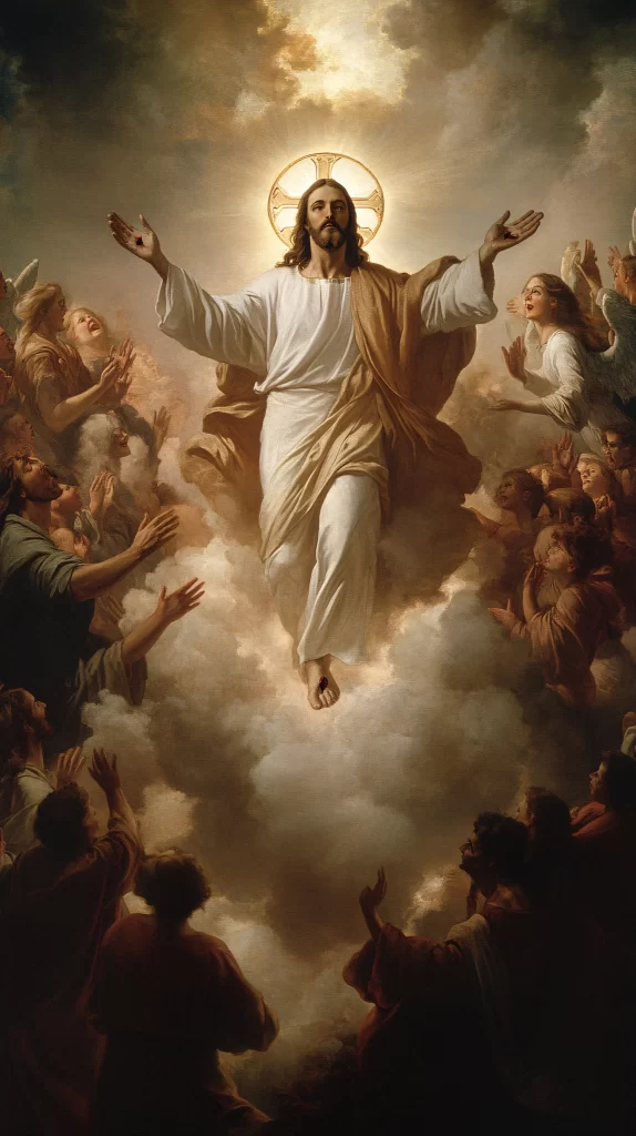 Jesus Ascension Golden Light Sky 677