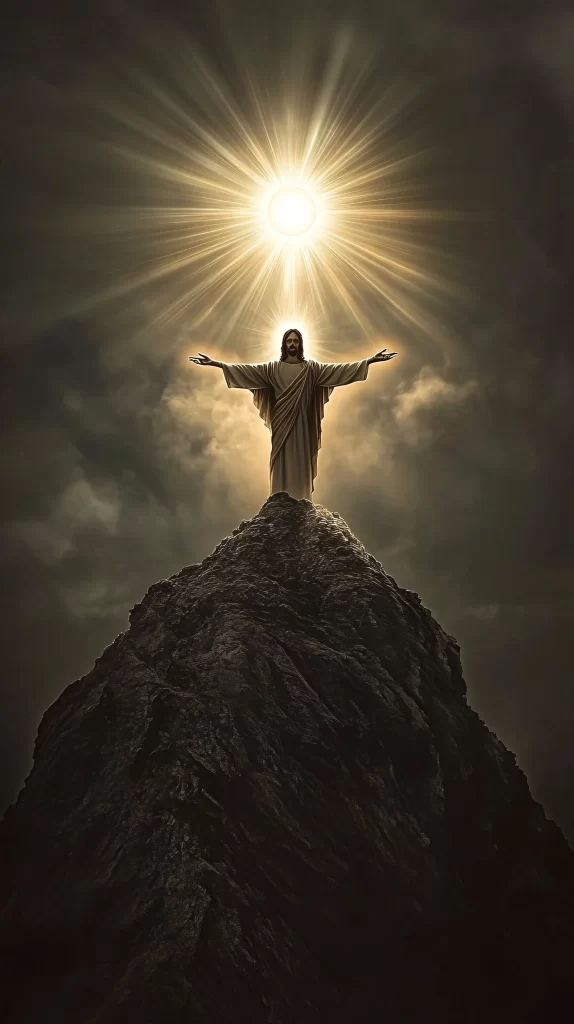 Jesus Ascension Golden Light Sky 706