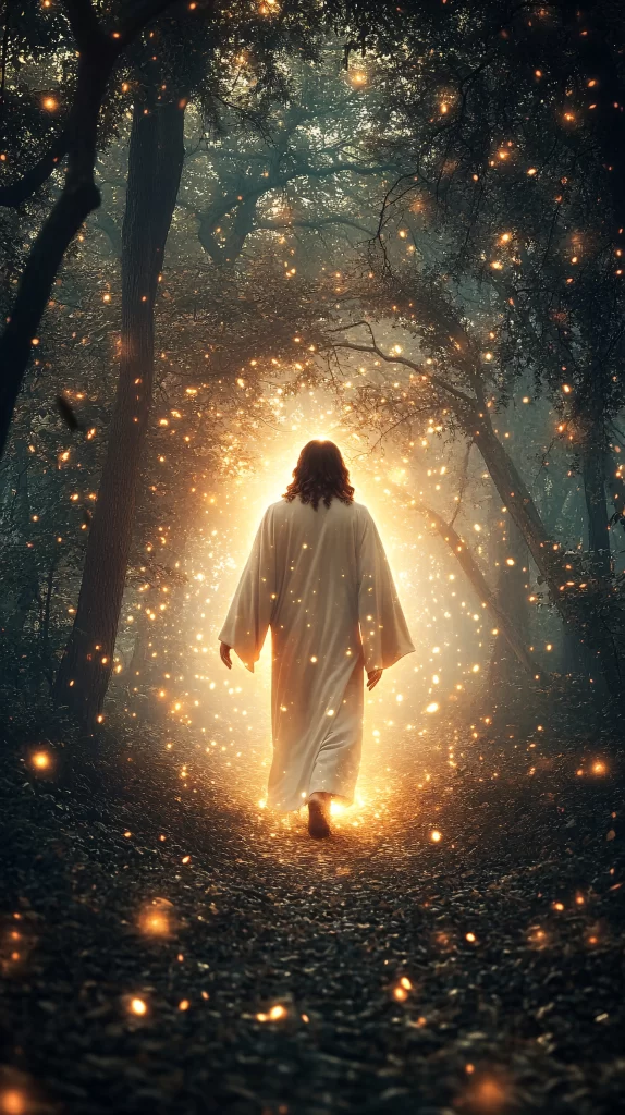 Jesus Ascension Golden Light Forest 709